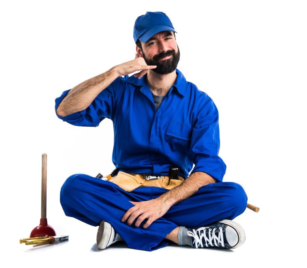 A plumber is ready to unblock a badly blocked toilet.